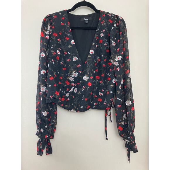 Lulus Feminine Romantic Holiday Wrapped in Blooms Floral Balloon Sleeve Top‎ M - Picture 2 of 13